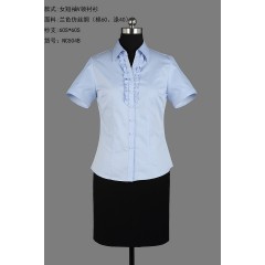 女短袖V领衬衫定制款