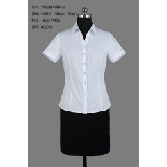 女短袖V领衬衫